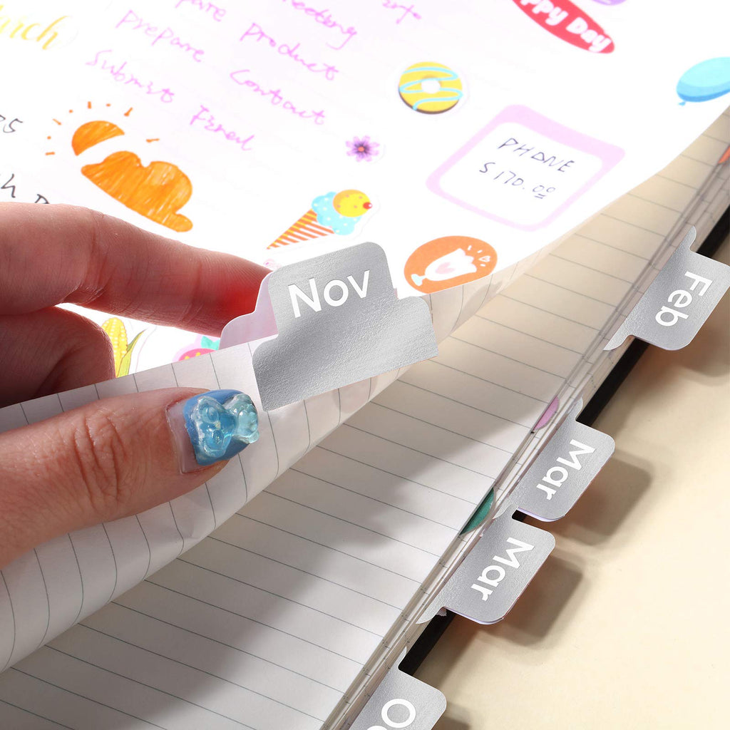 Monthly Planner Tabs | Adhesive Monthly Stickers for Journals & Notebooks