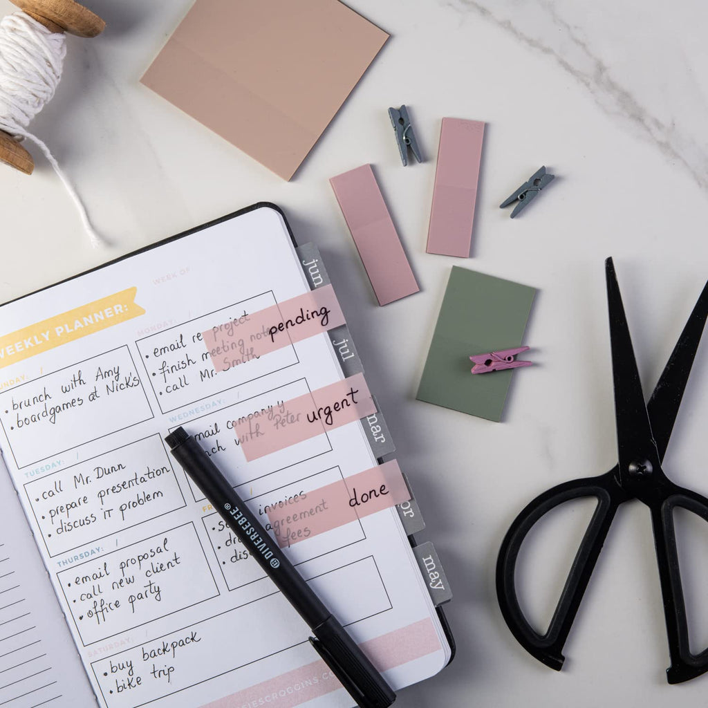 Transparent Sticky Notes Set | Clear Planner Tabs & Quick-Dry Pen