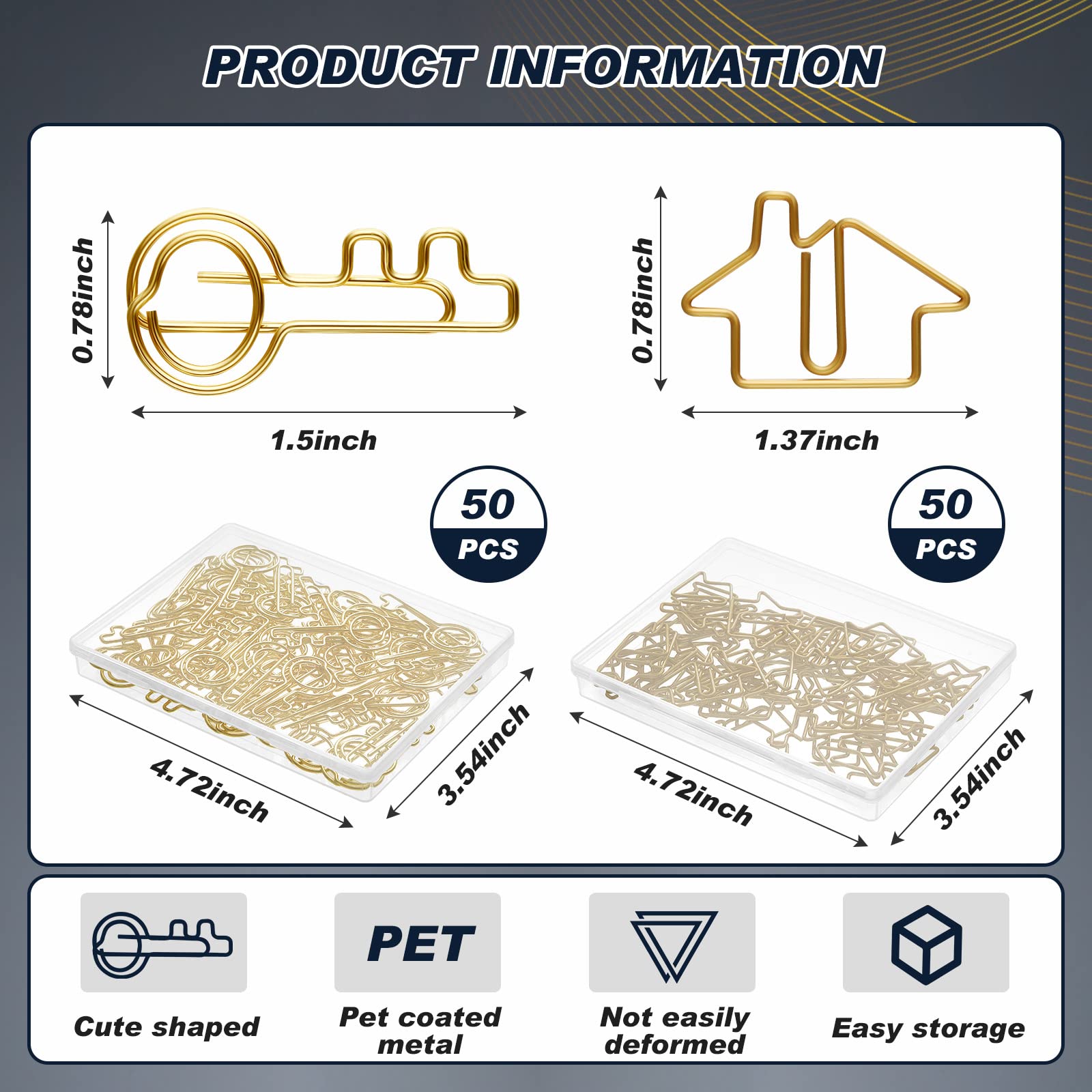 Gueevin Real Estate Paper Clips Set | House & Key Shaped Office Supplies