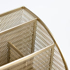 Gold Desk Organizer with Drawer – Metal Desktop Caddy (6 Compartments)