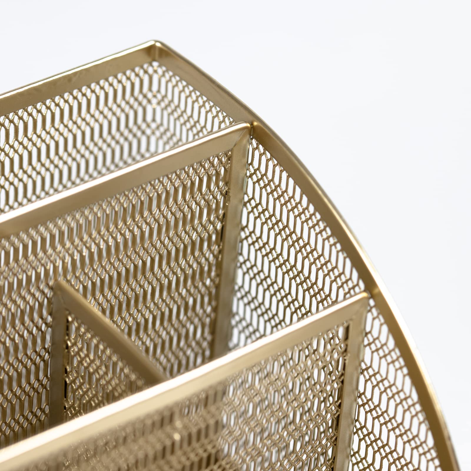 Gold Desk Organizer with Drawer – Metal Desktop Caddy (6 Compartments)