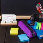 Wood Business Card Holder Set (2-Pack) – Minimal Desk Display Stand