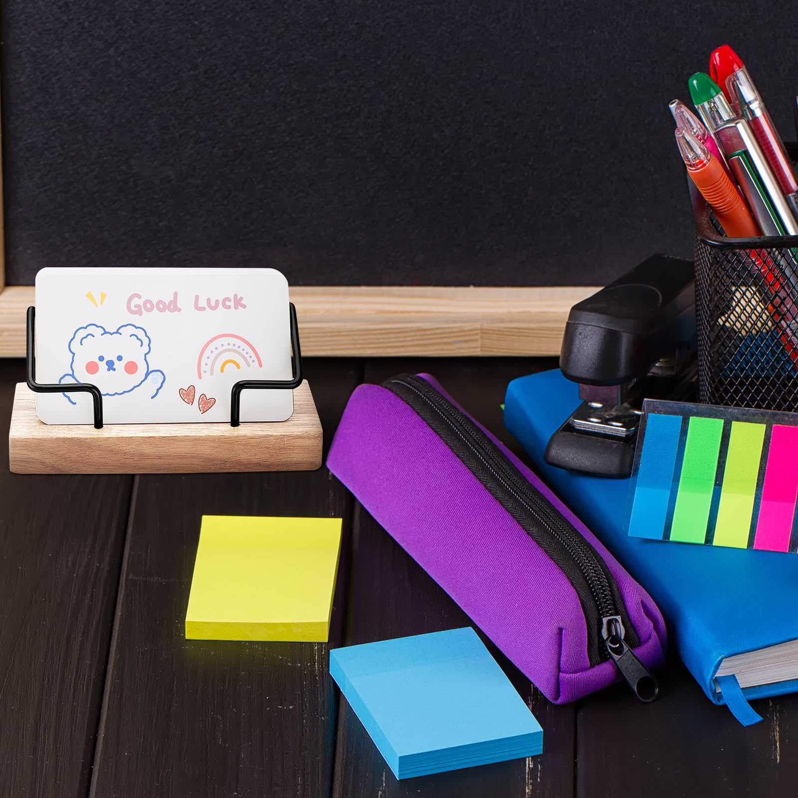 Wood Business Card Holder Set (2-Pack) – Minimal Desk Display Stand