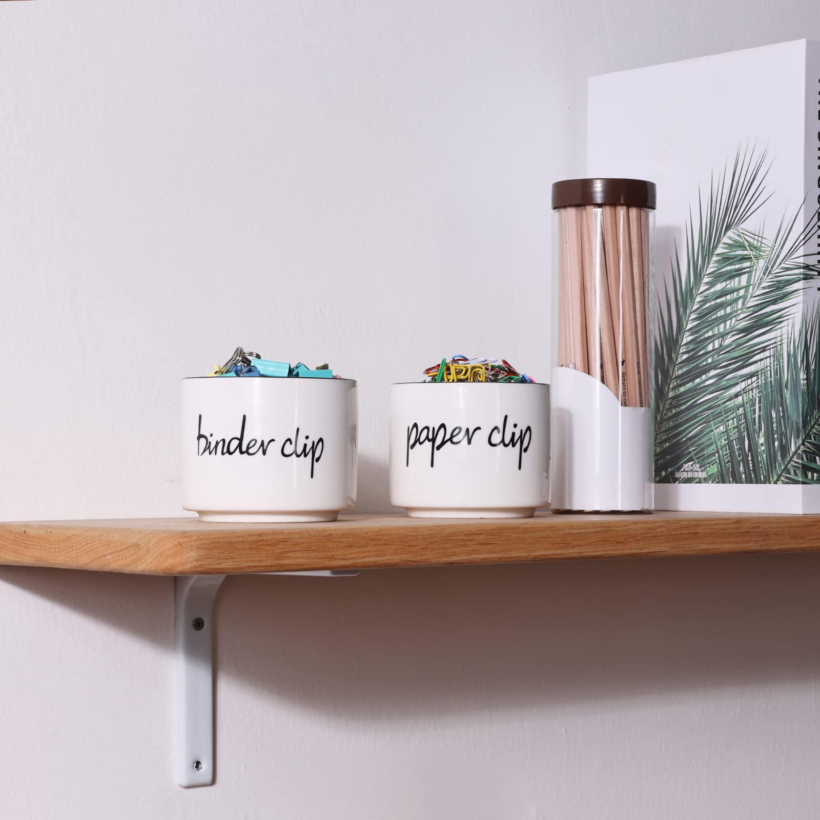 Ceramic Paper Clip & Binder Clip Holder Set – Desk Organizer