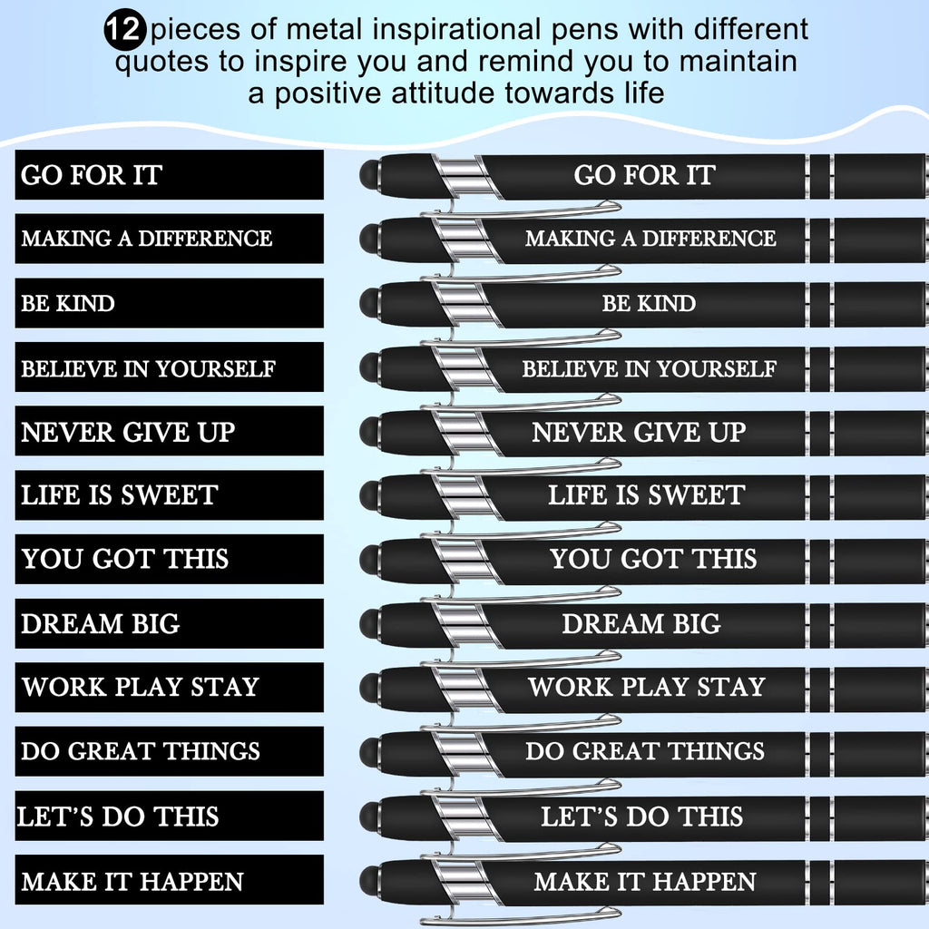 Inspirational Ballpoint Pens with Stylus (12-Pack) – Office Gifts