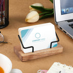 Wood Business Card Holder Set (2-Pack) – Minimal Desk Display Stand