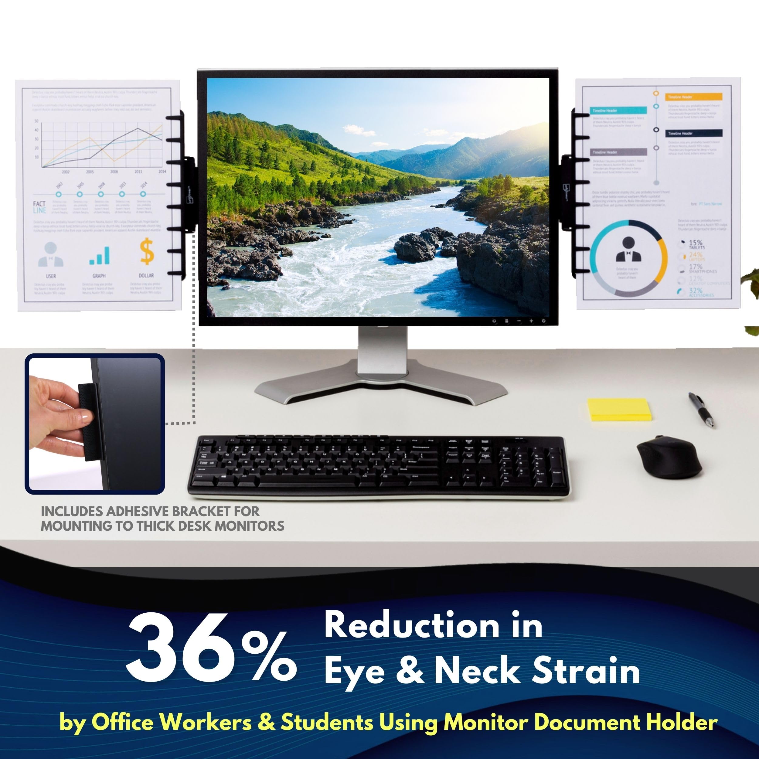 Note Tower Monitor Document Holder | Typing Copy Stand for Desk