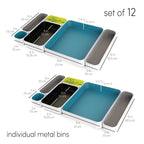 12-Piece Metal Drawer Organizer Tray Set – Storage for Desk & Home