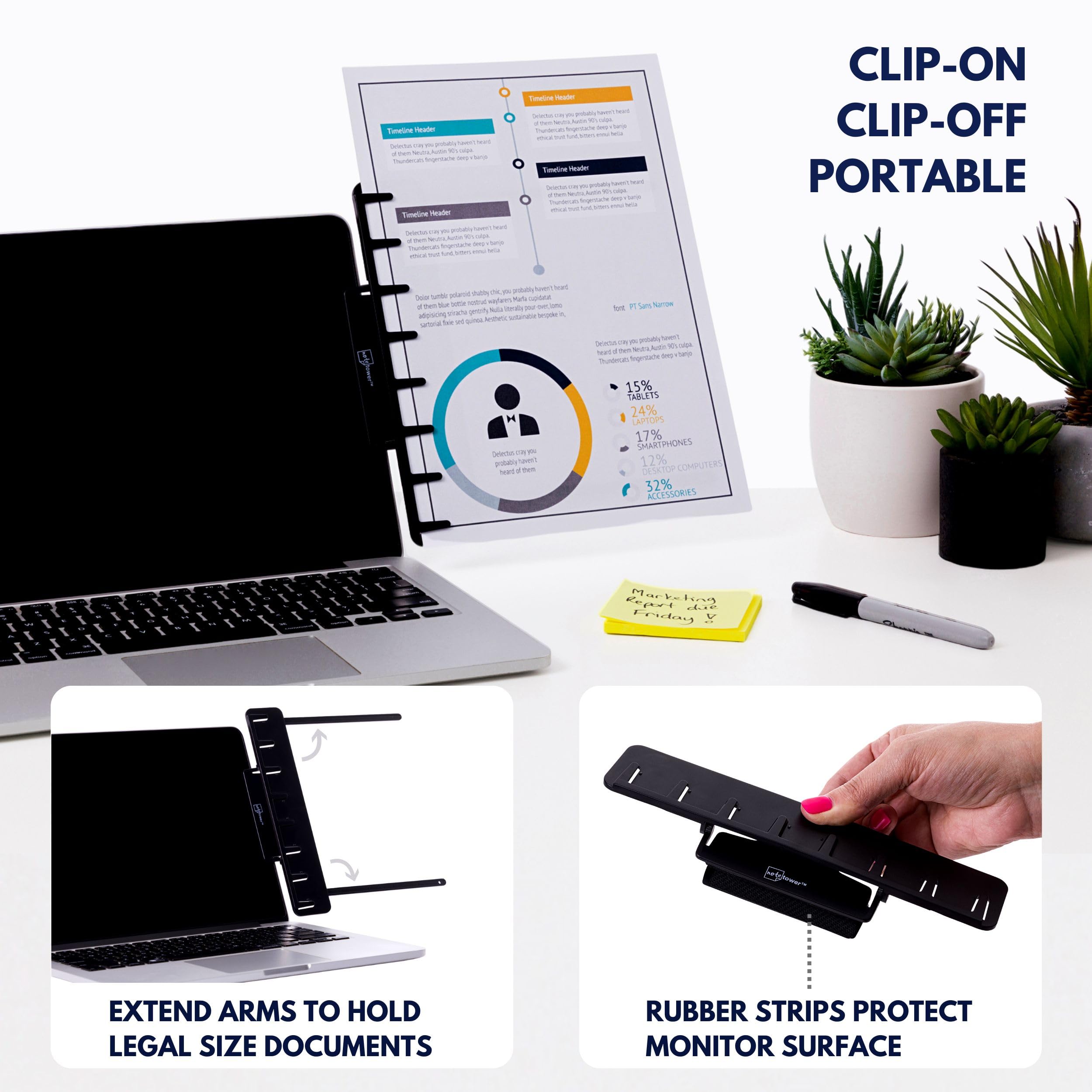 Note Tower Monitor Document Holder | Typing Copy Stand for Desk