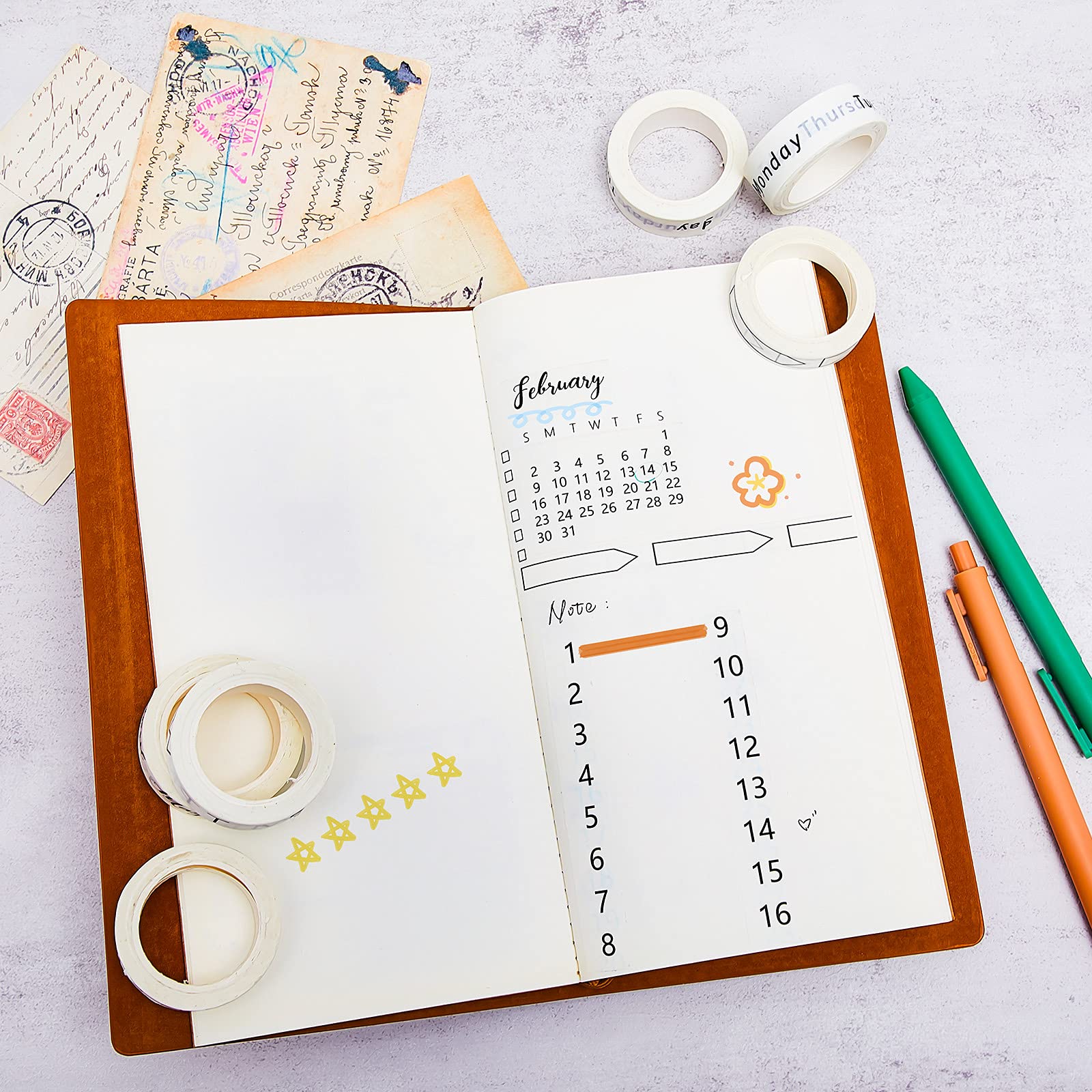 Washi Tape Set for Planners | Calendar, Dates & Decorative Stickers