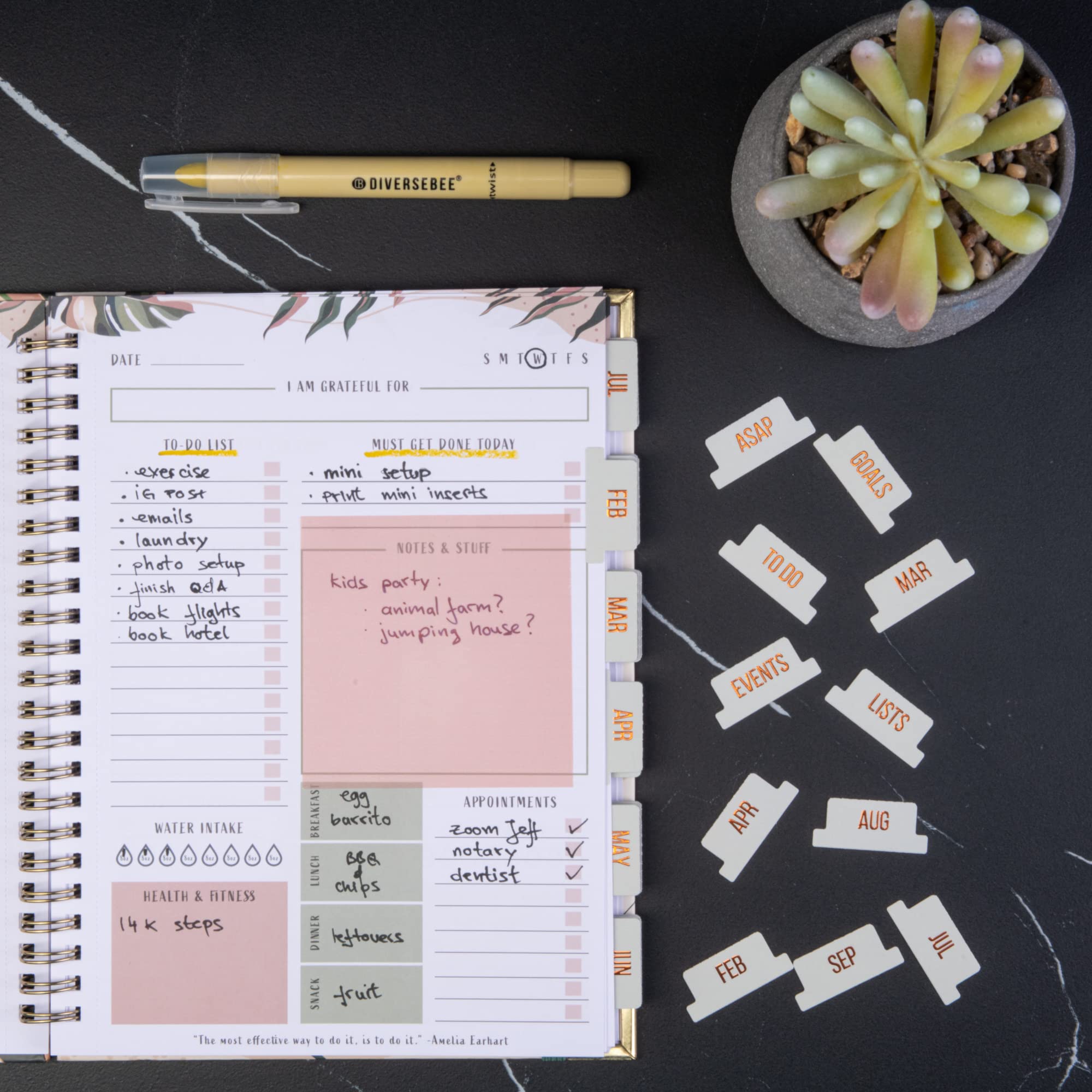 Gold Foil Monthly Planner Tabs – 24 Laminated Peel & Stick Labels