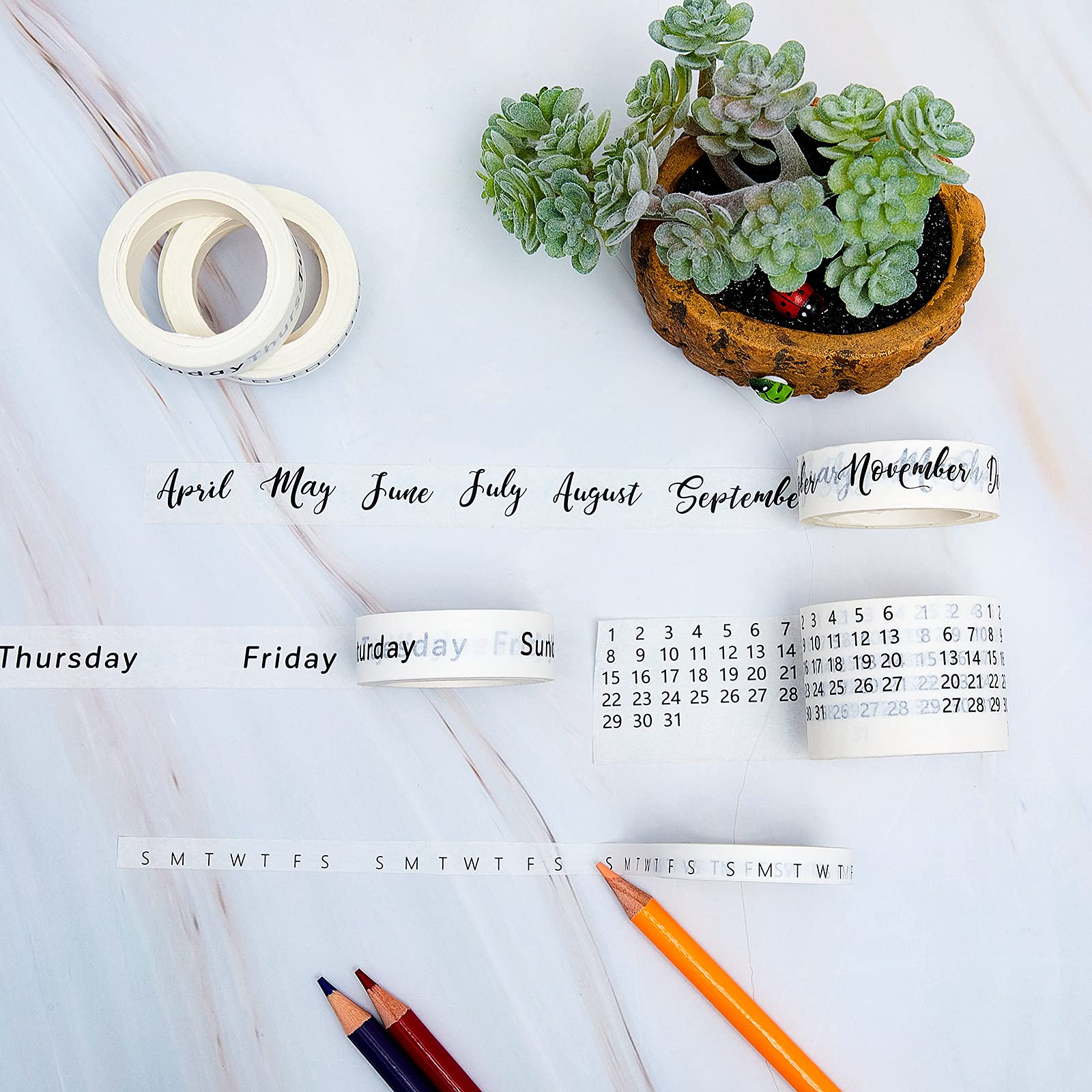 Washi Tape Set for Planners | Calendar, Dates & Decorative Stickers