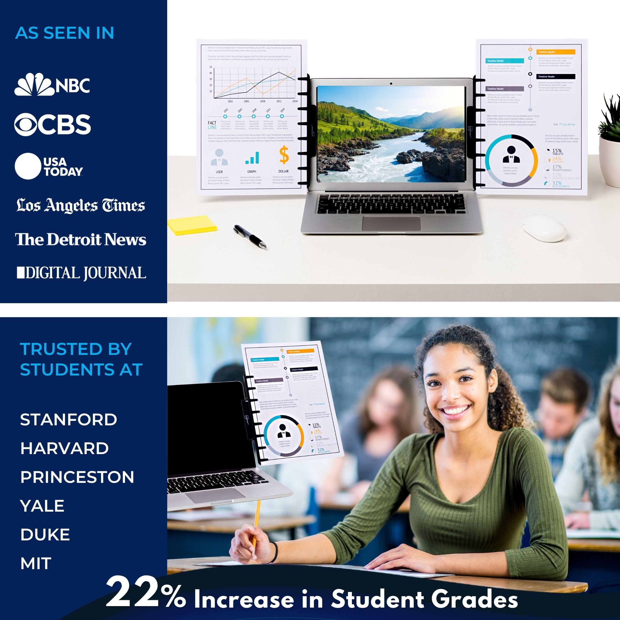 Note Tower Monitor Document Holder | Typing Copy Stand for Desk