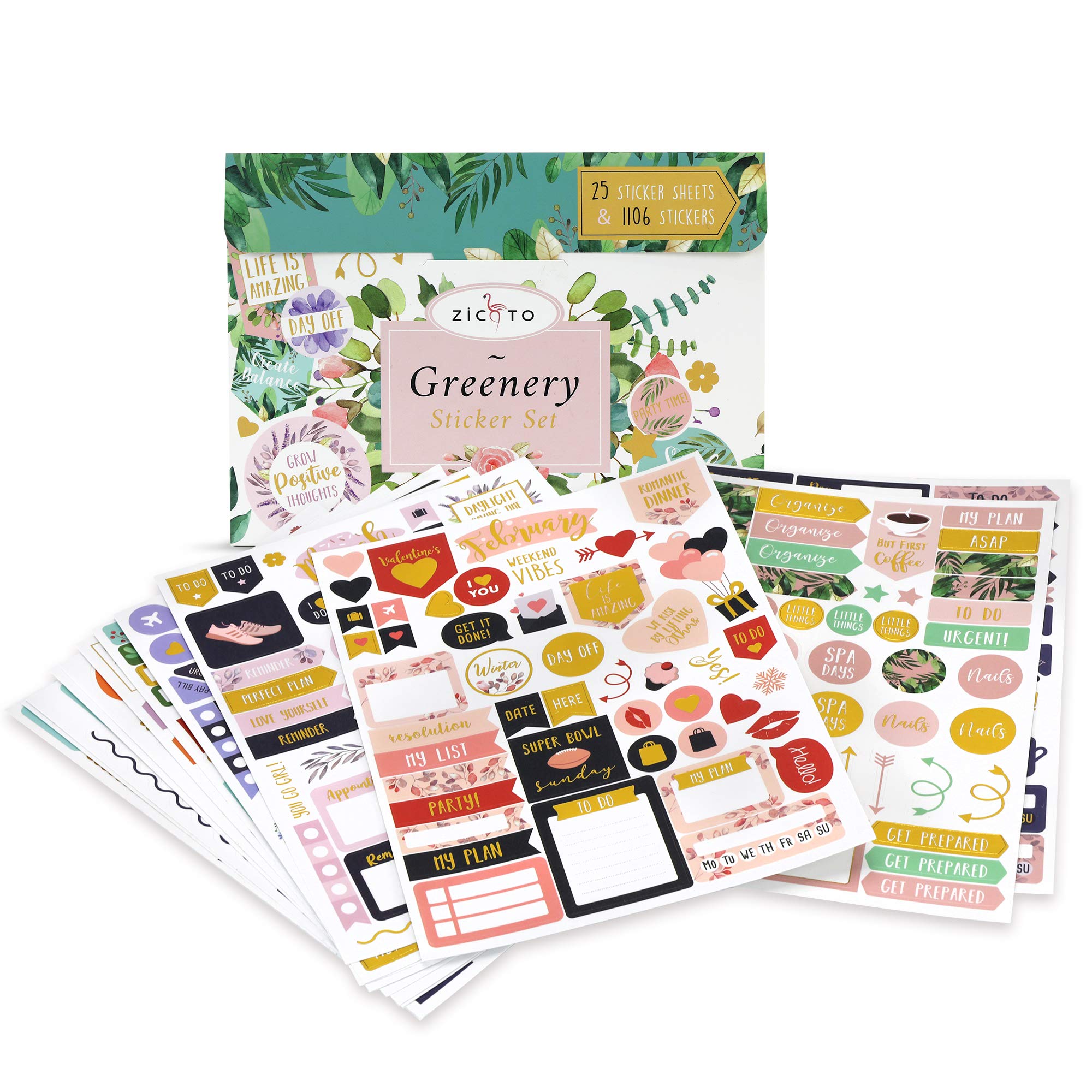 Aesthetic Greenery Planner Stickers – Gold Foil (1100+)