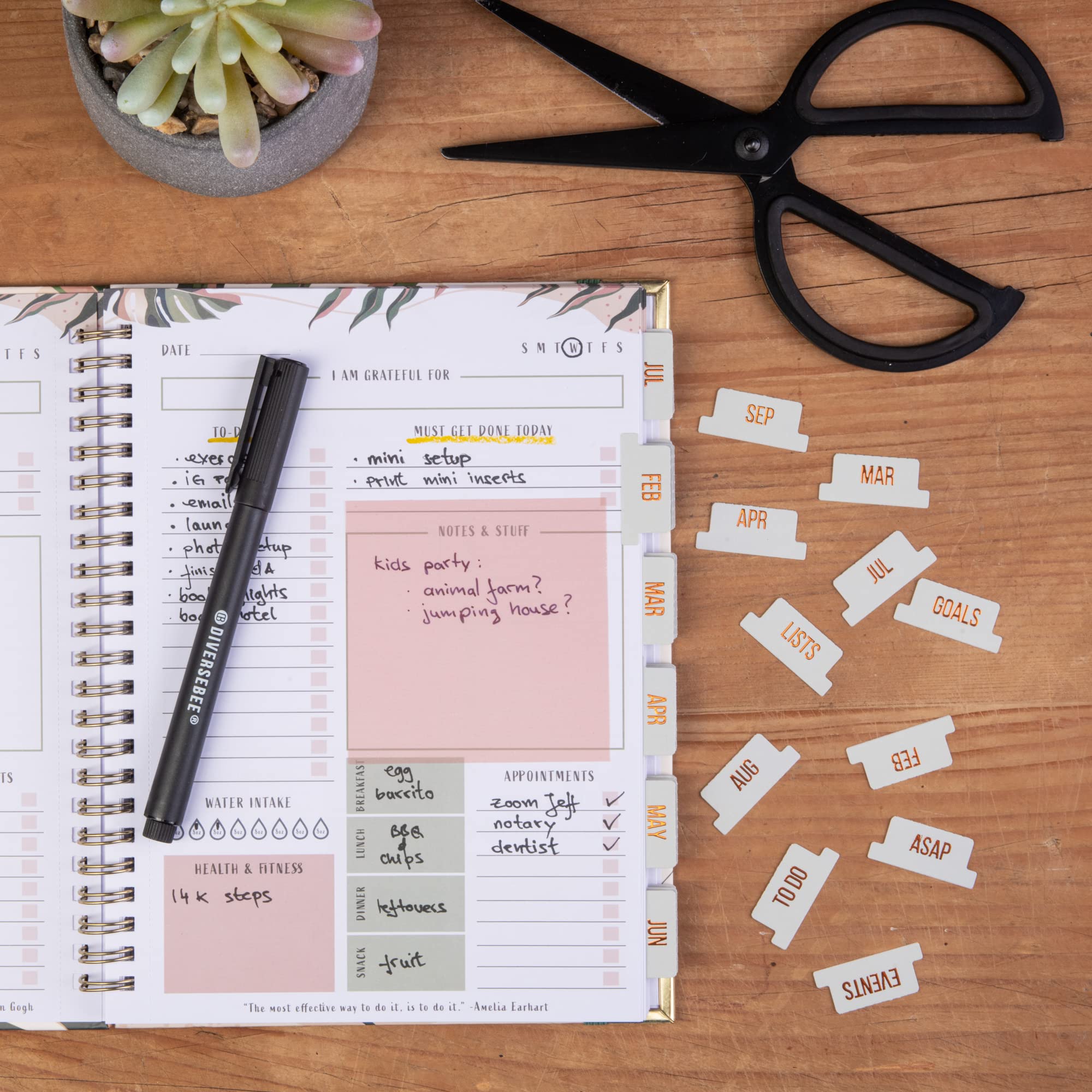 Gold Foil Monthly Planner Tabs – 24 Laminated Peel & Stick Labels