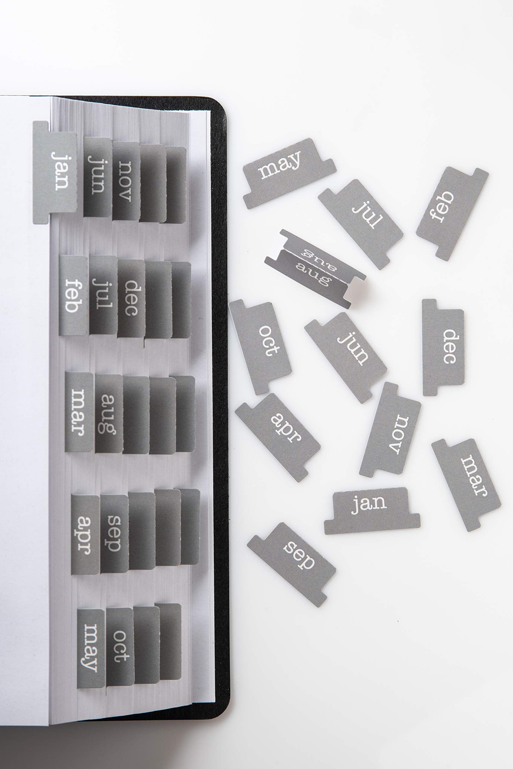 Laminated Monthly Planner Tabs | Peel & Stick Dividers (12 Month + 12 Blank)