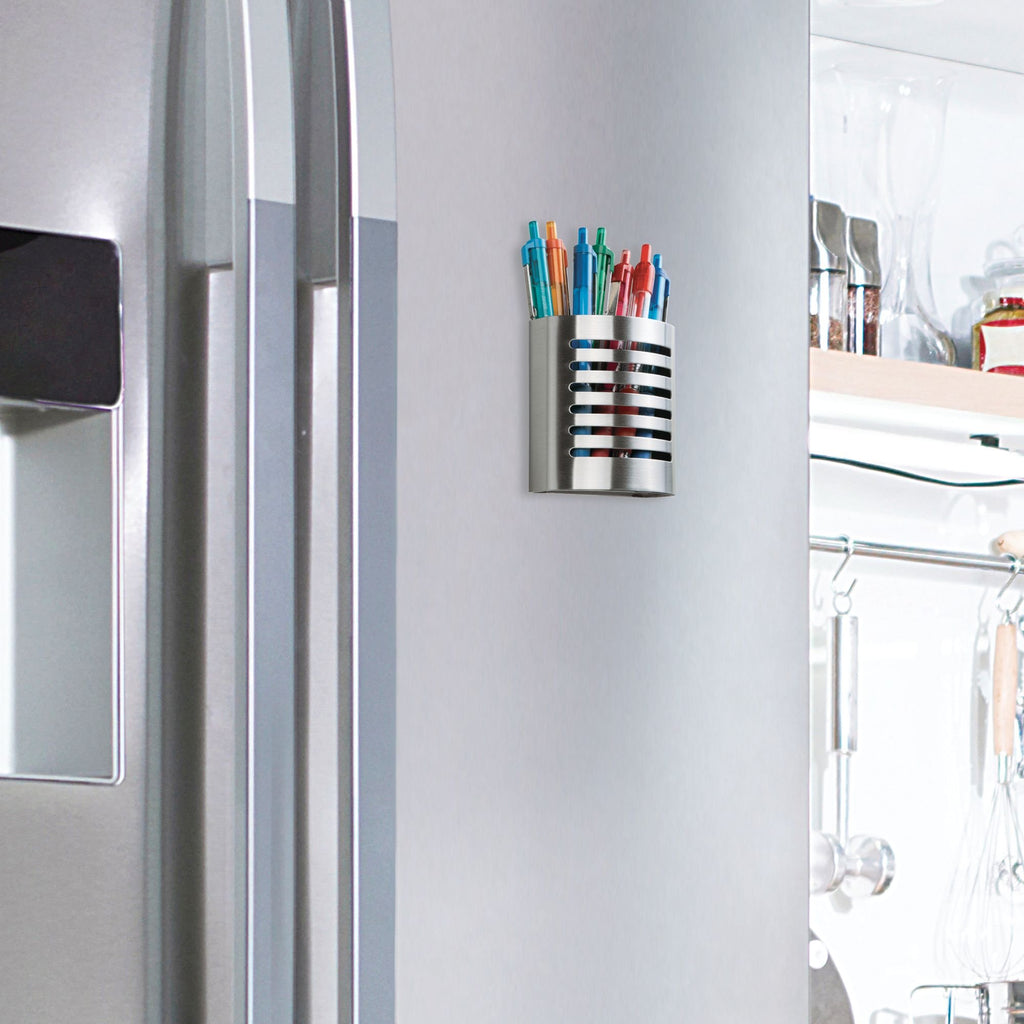 Magnetic Pen & Pencil Holder – Stainless Steel Desk Organizer Cup