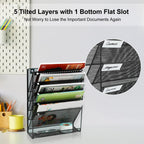 5-Tier Wall File Holder – Mesh Hanging Folder Organizer for Office