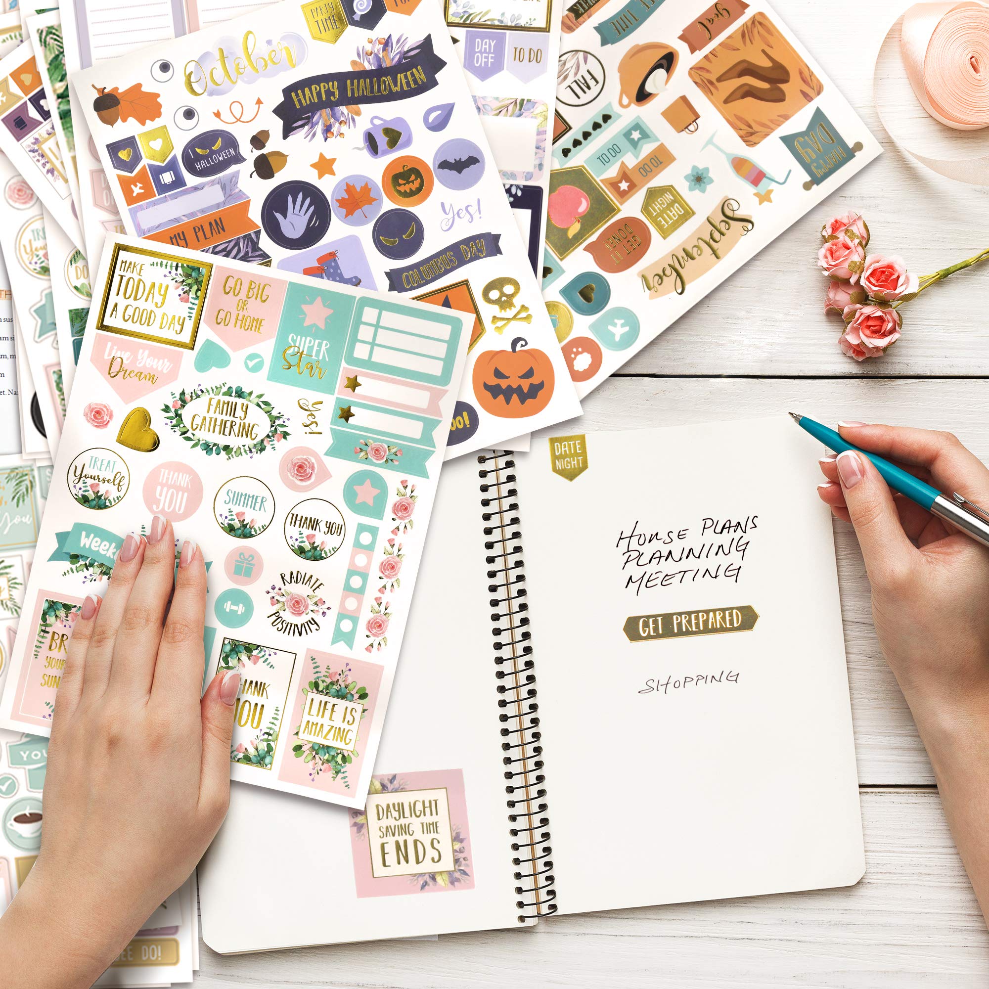 Aesthetic Greenery Planner Stickers – Gold Foil (1100+)
