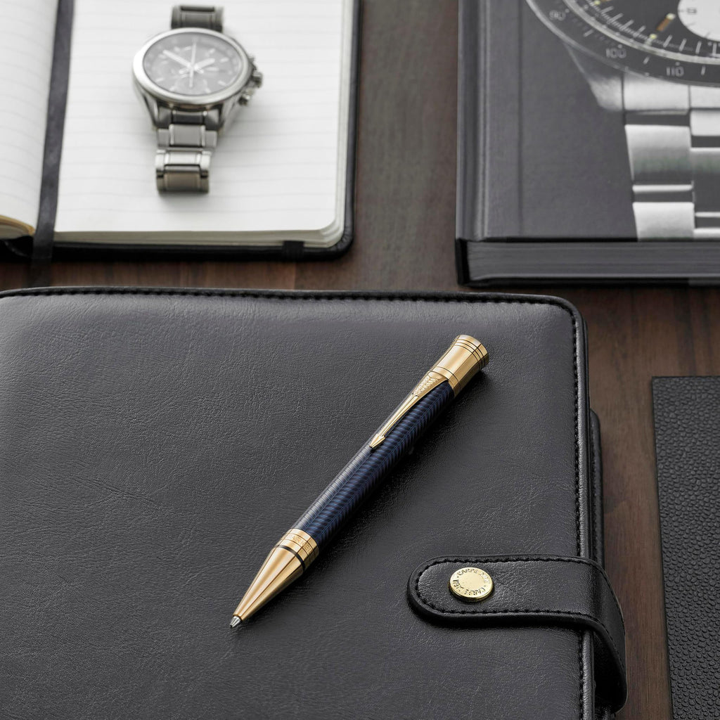 Parker Duofold Ballpoint Pen – Prestige Blue Chevron, Medium Point