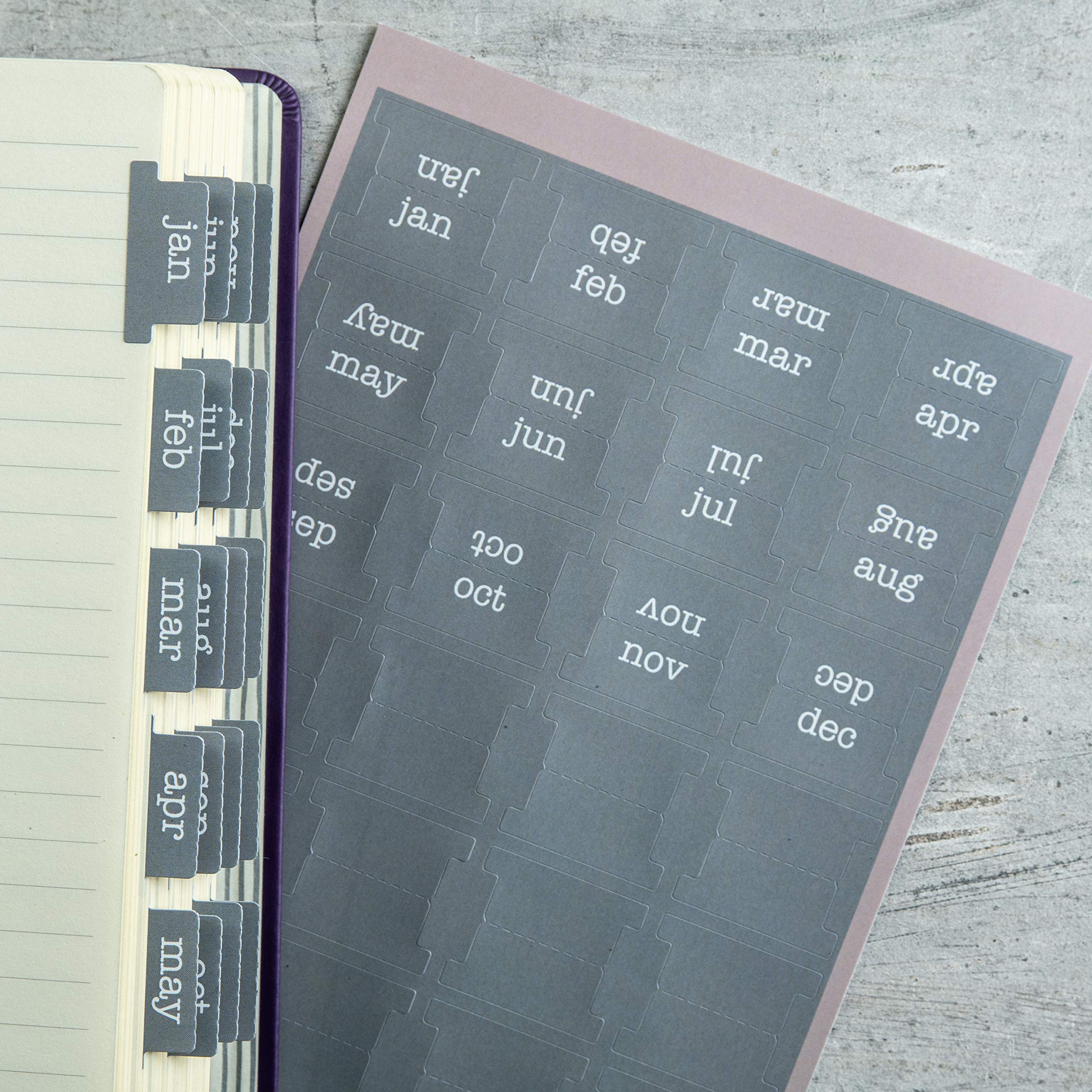 Laminated Monthly Planner Tabs | Peel & Stick Dividers (12 Month + 12 Blank)