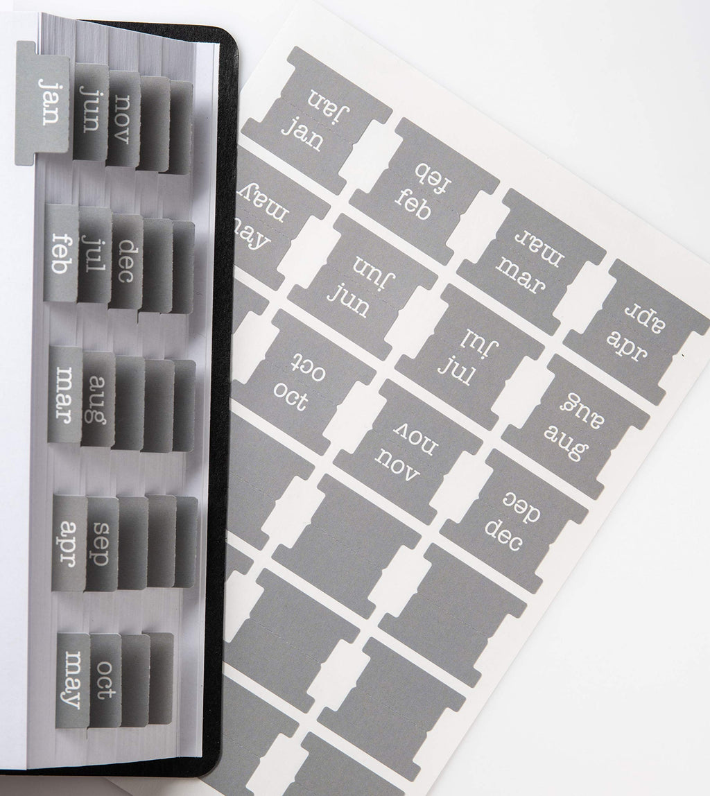 Laminated Monthly Planner Tabs | Peel & Stick Dividers (12 Month + 12 Blank)