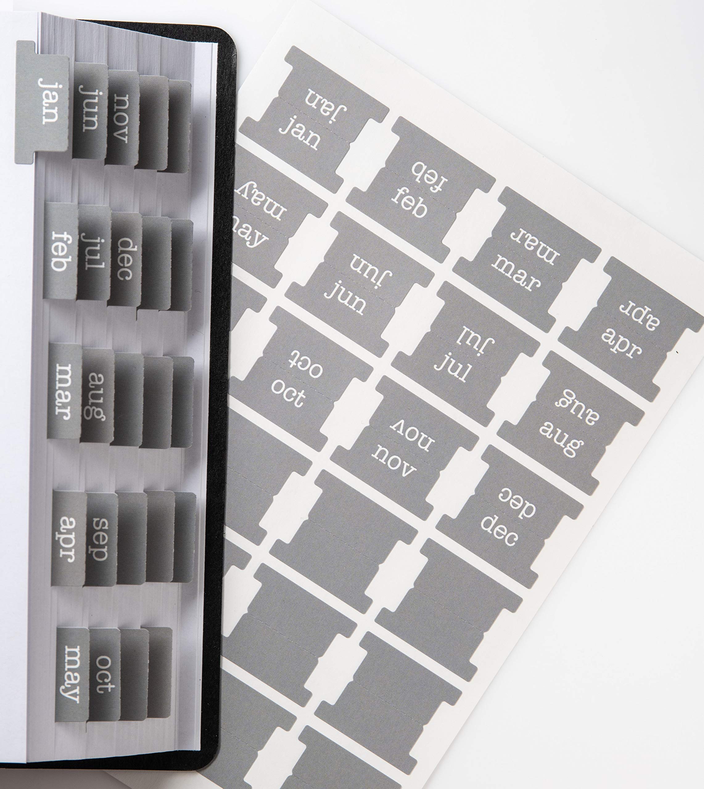 Laminated Monthly Planner Tabs | Peel & Stick Dividers (12 Month + 12 Blank)