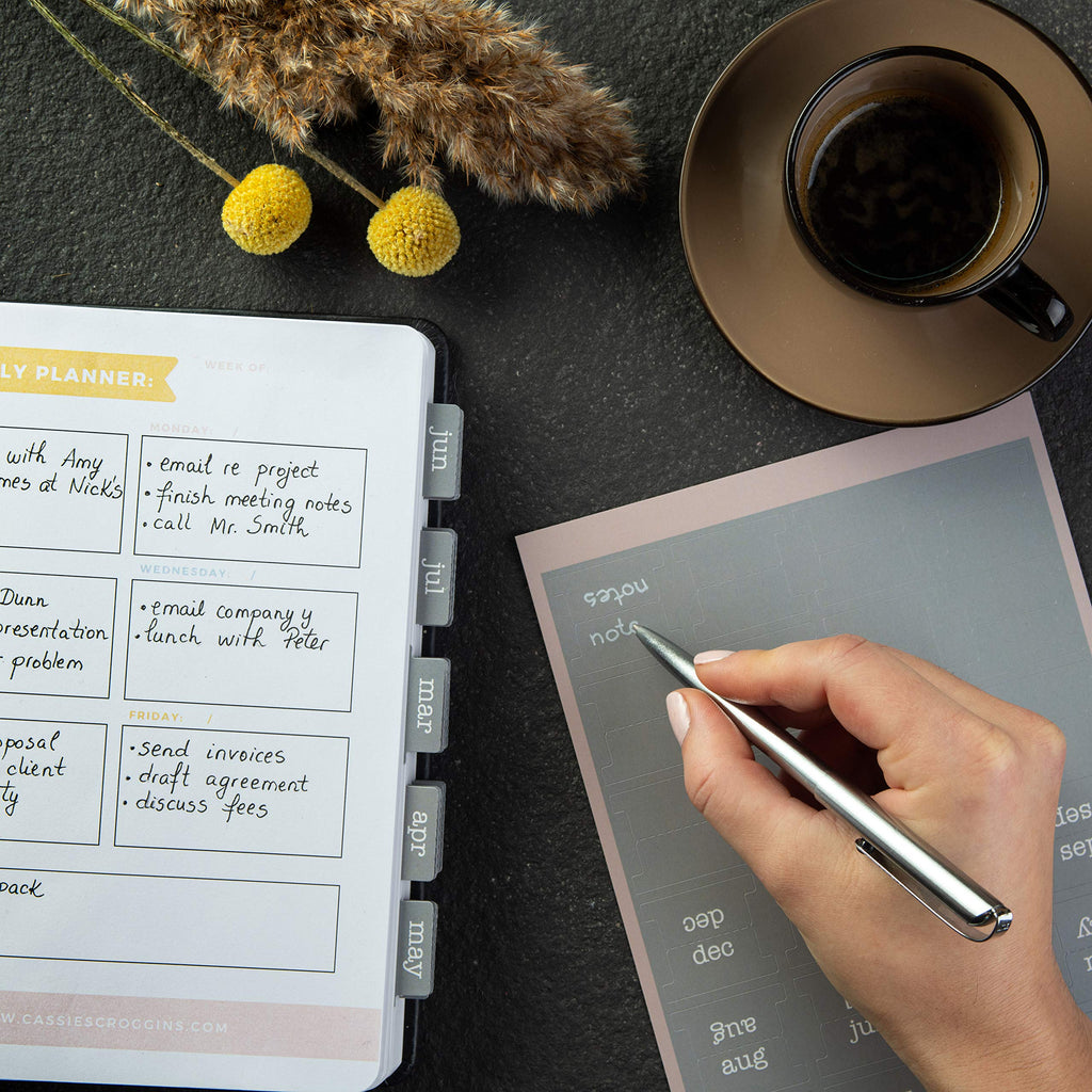 Laminated Monthly Planner Tabs | Peel & Stick Dividers (12 Month + 12 Blank)