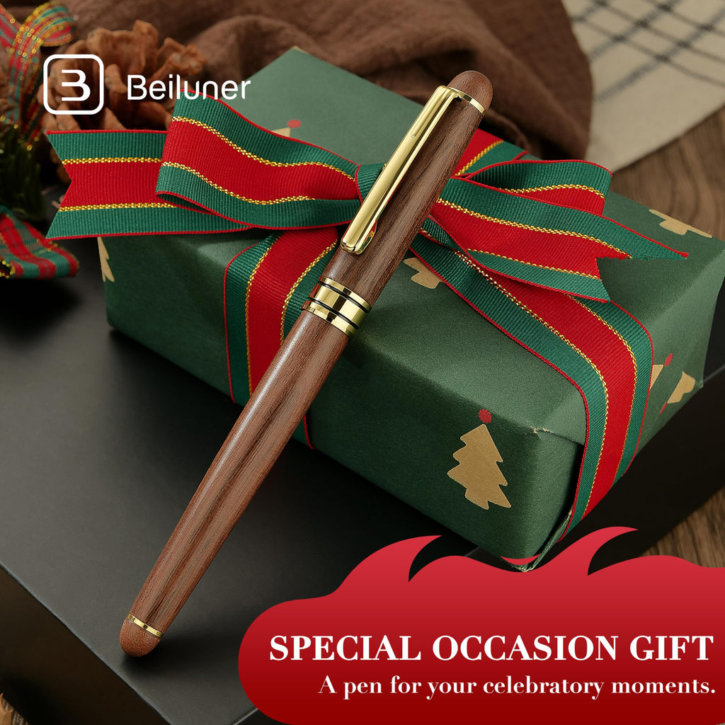 Luxury Walnut Ballpoint Pen Set – Elegant Writing Pen with Refills