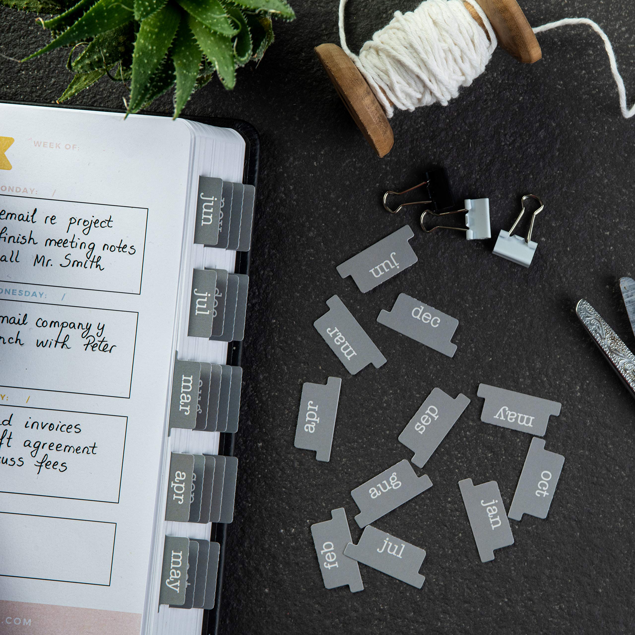 Laminated Monthly Planner Tabs | Peel & Stick Dividers (12 Month + 12 Blank)