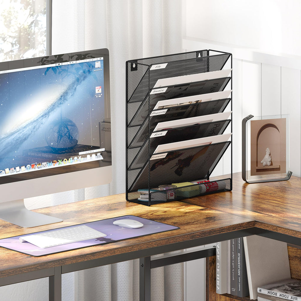 5-Tier Wall File Holder – Mesh Hanging Folder Organizer for Office