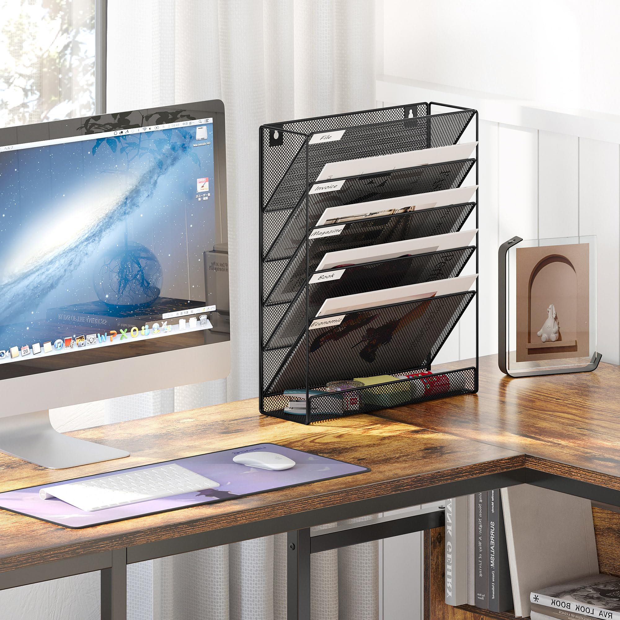 5-Tier Wall File Holder – Mesh Hanging Folder Organizer for Office