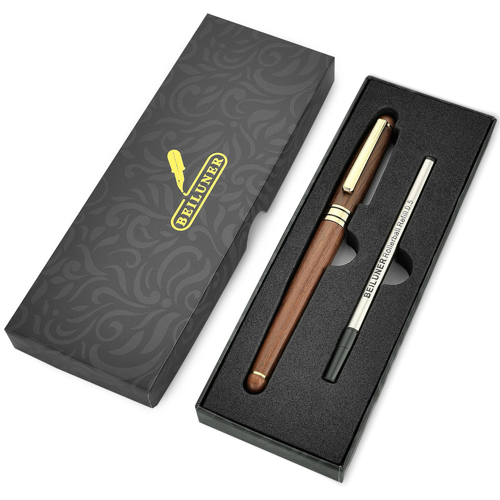 Luxury Walnut Ballpoint Pen Set – Elegant Writing Pen with Refills