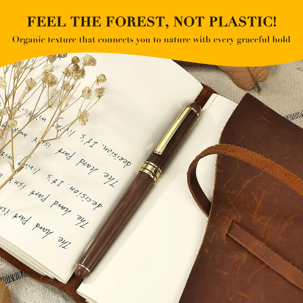 Luxury Walnut Ballpoint Pen Set – Elegant Writing Pen with Refills