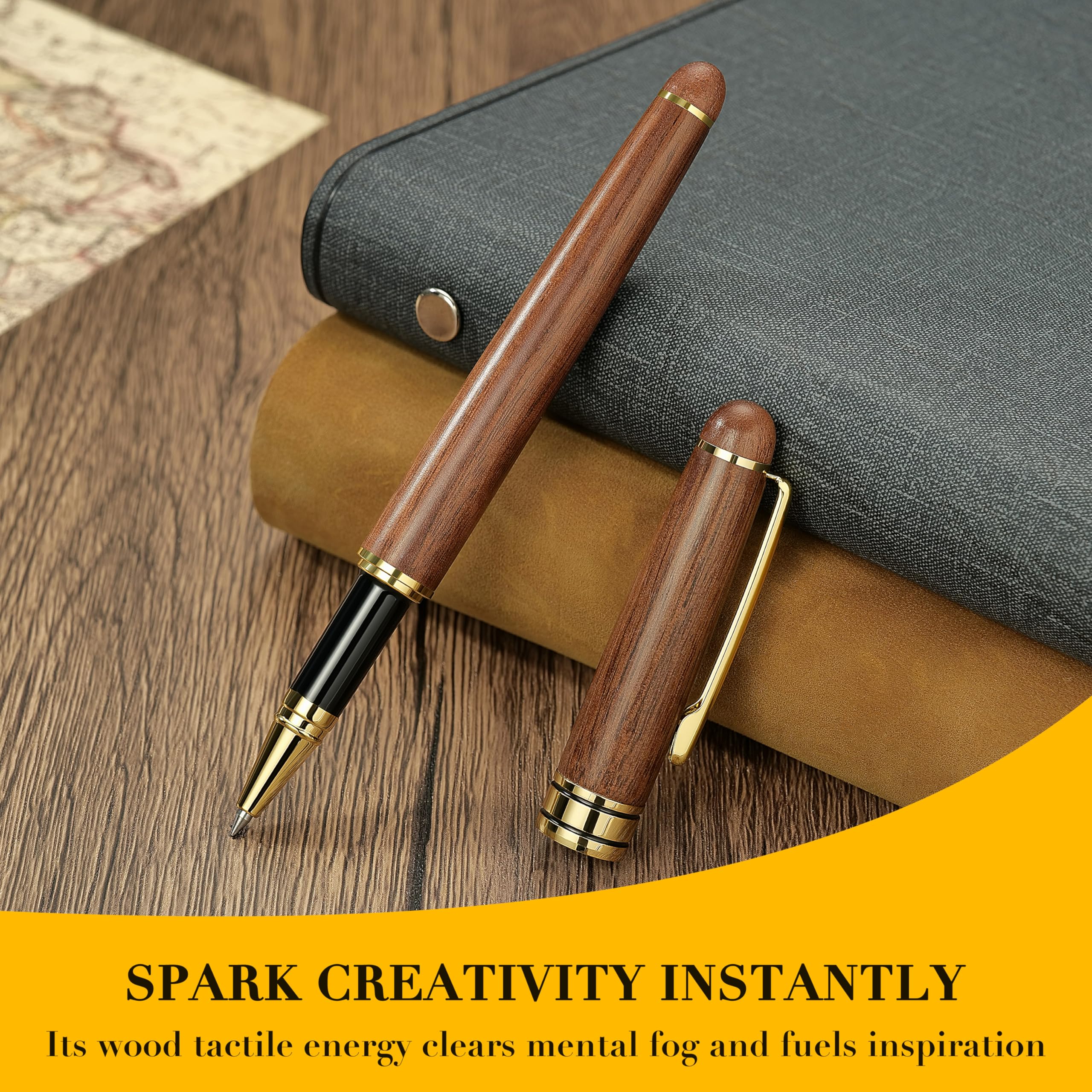 Luxury Walnut Ballpoint Pen Set – Elegant Writing Pen with Refills