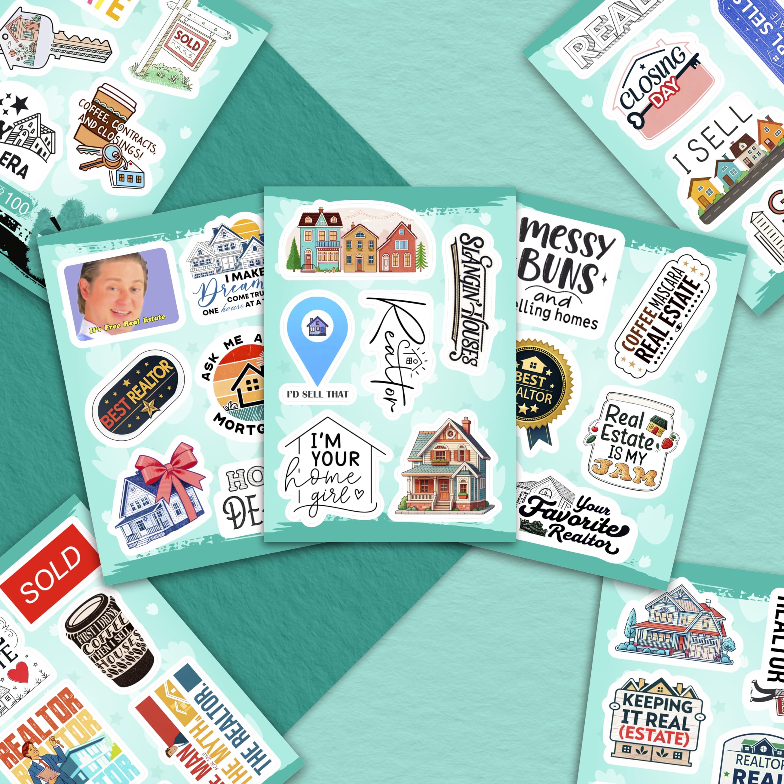 Realtor Stickers Pack (100 pcs) – Real Estate Vinyl Stickers
