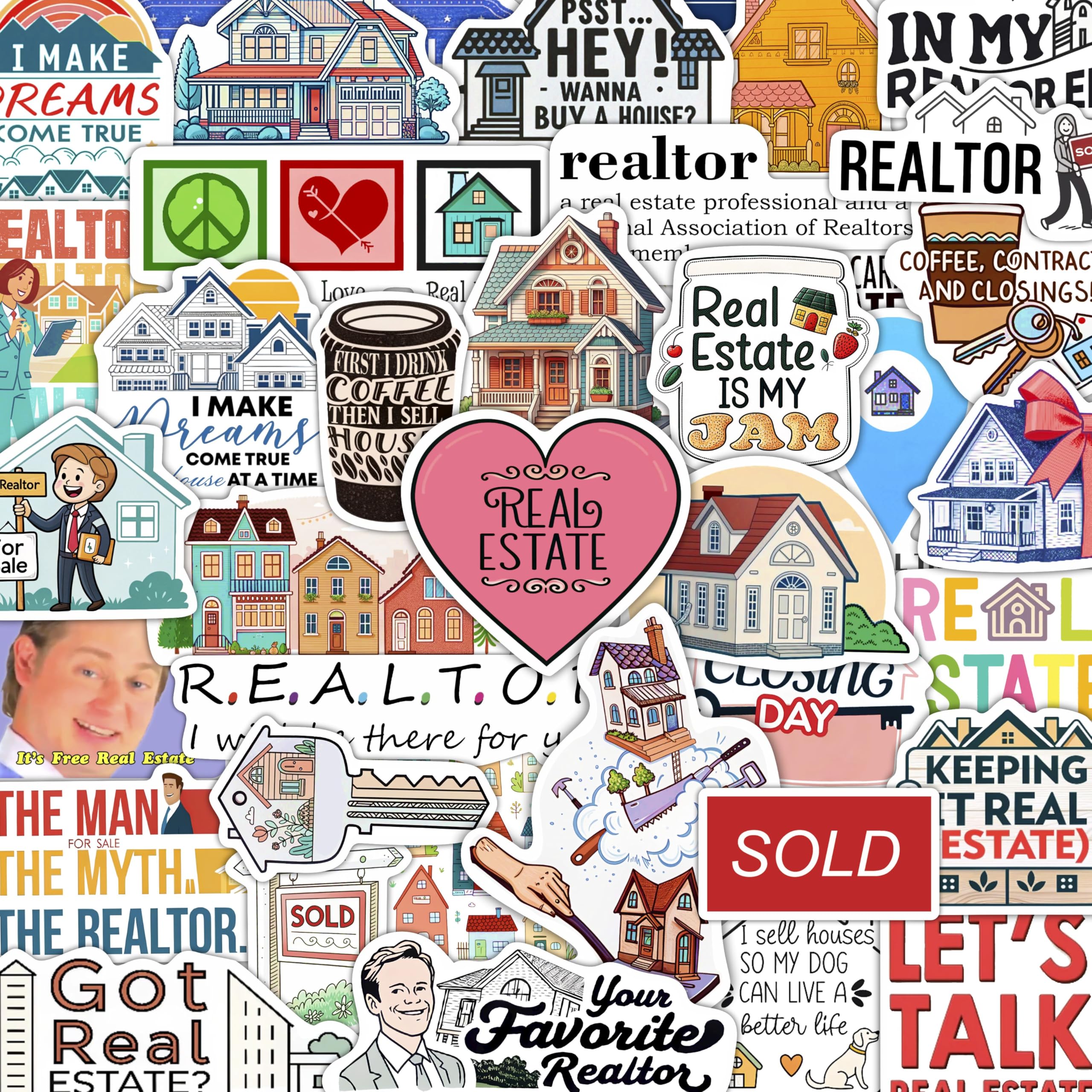 Realtor Stickers Pack (100 pcs) – Real Estate Vinyl Stickers