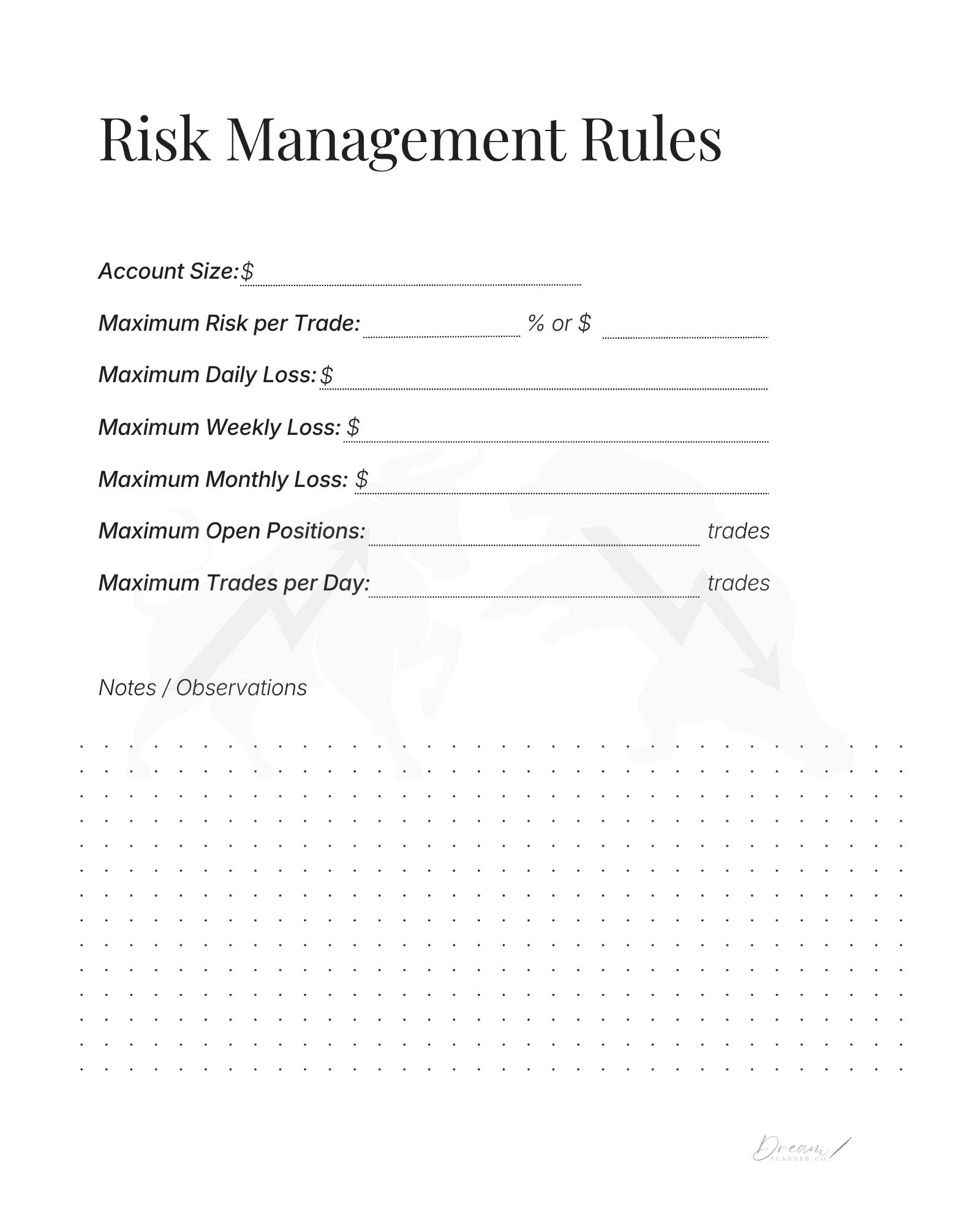 Professional Trading Journal: Trade Log Book & Performance Tracker for Stock, Forex and Crypto Traders | Daily Trading Planner with Risk Management and Strategy Review