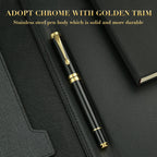 Beiluner Black & Gold Metal Pen | Premium Ballpoint Writing Tool