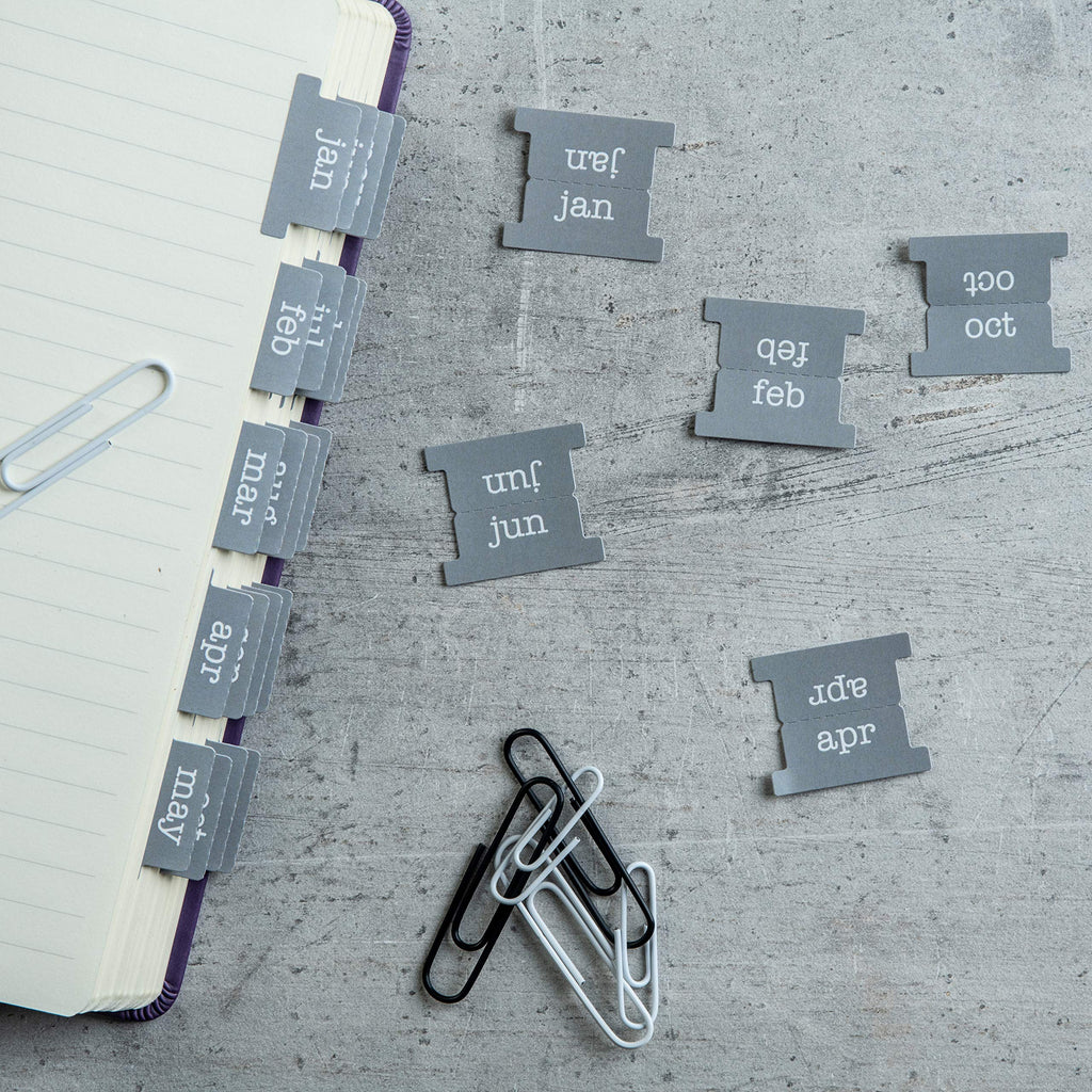 Laminated Monthly Planner Tabs | Peel & Stick Dividers (12 Month + 12 Blank)