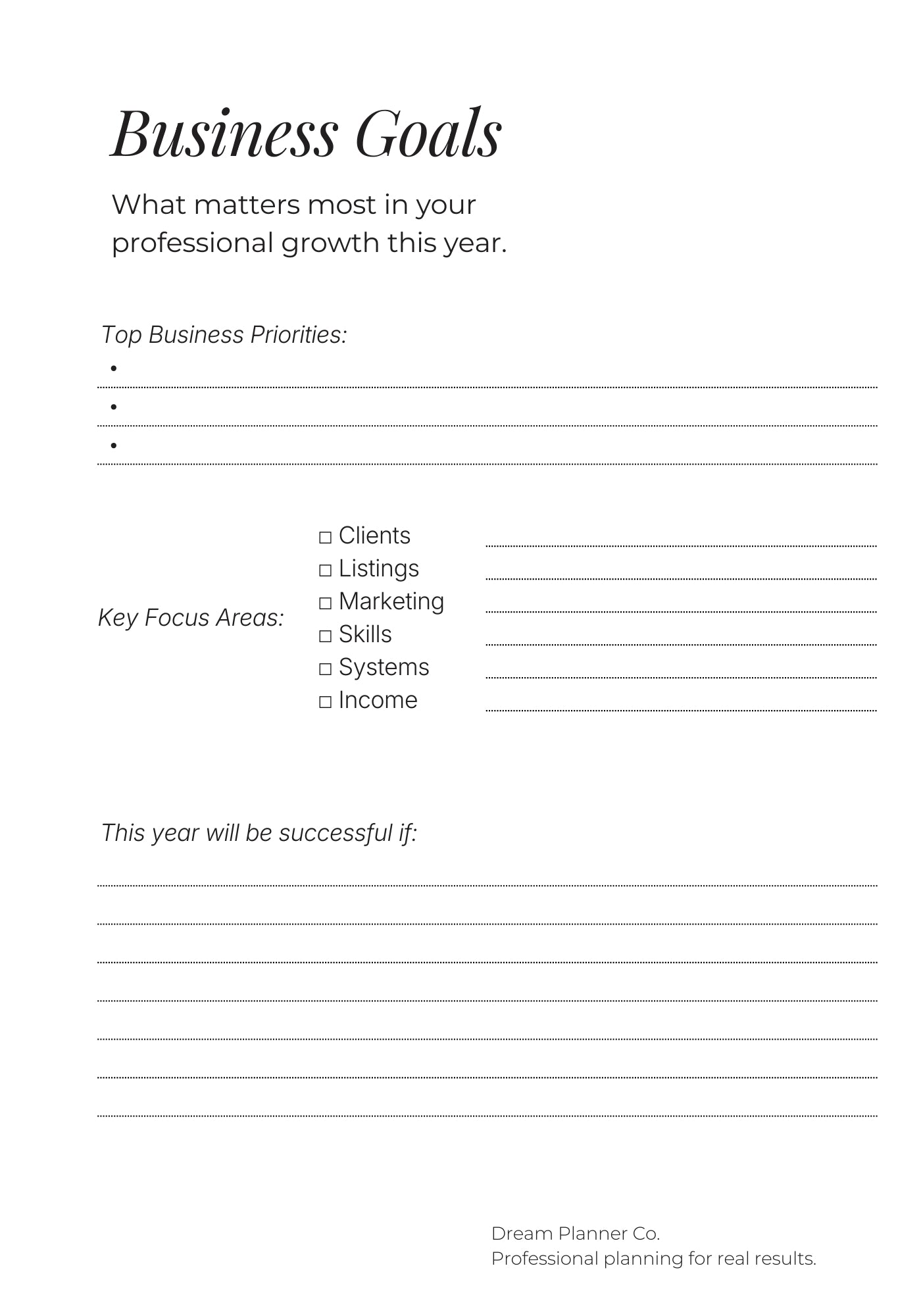 Dream Realtor Planner – Undated Daily, Weekly & Monthly System