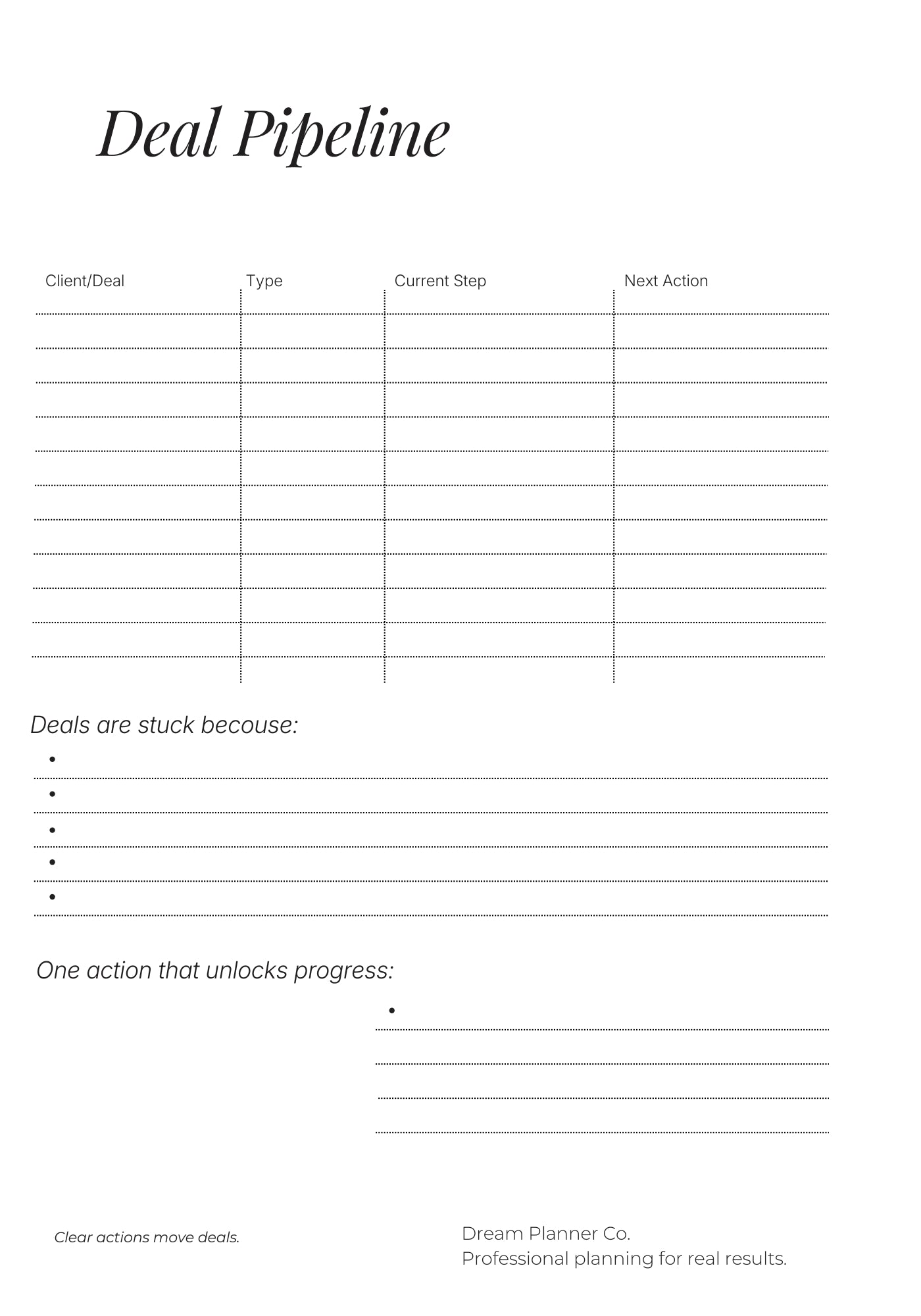 Dream Realtor Planner – Undated Daily, Weekly & Monthly System